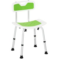 Scaun de Dus HOMCOM pentru Seniori, Reglabil pe Înălțime, cu Spătar, Antialunecare, 51.5x49.5x68.5-81cm, Verde | Aosom Romania - 1