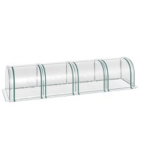 Sera tip tunel Outsunny din otel si folie PVC impermeabila si anti-UV, verde inchis/transparenta 395x100x80cm | Aosom RO - 1