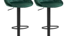 Set 2 Scaune de Bar Pivotante HOMCOM, Efect Catifelat, 51,5x48x83-104cm, Verde | AOSOM RO