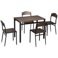 Set de sufragerie 5 piese, masa dreptunghiulara 100x63x76,5 cm, 4 scaune 45x40x82 cm, otel si MDF, maro negru HOMCOM | Aosom RO - 1