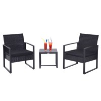 Set Mobilier in Rattan Outsunny de Extern Masa cu 2 Scaune si Perne , Negru | Aosom RO - 1