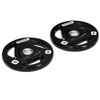 SPORTNOW Set 2 Discuri Greutate 10KG Oțel cu Acoperire Cauciuc Ø5cm Mreană Manere Manual Negru | Aosom Romania - 1