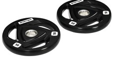 SPORTNOW Set 2 Discuri Greutate 10KG Oțel cu Acoperire Cauciuc Ø5cm Mreană Manere Manual Negru | Aosom Romania