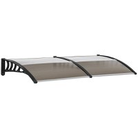 Streasina de exterior Outsunny 200x96cm din policarbonat si aluminiu, protectie pentru ferestre si usi, maro | Aosom RO - 1