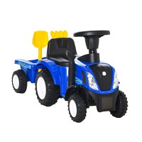 Tractor pentru Copii cu Remorca, Grebla si Lopata, 12-36 Luni, 91x29x44cm, Albastru inchis HOMCOM | Aosom Romania - 1