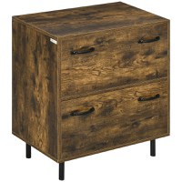 Vinsetto Comoda cu 2 sertare din PAL maro cu picioare metalice pentru dormitor, studiu si sufragerie, 65x40x75 cm | Aosom RO - 1