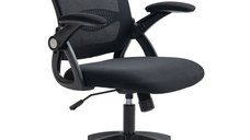 Vinsetto Scaun de Birou Ergonomic cu Spătar din Plasă și Scaun Tapițat, Scaun de Birou cu Înălțime Reglabilă, 65.5x61.5x88-97.5 cm, Negru