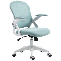 Vinsetto Scaun de Birou Ergonomic cu Spătar din Plasă, Tapițat, Scaun de Birou cu Înălțime Reglabilă, 65.5x61.5x88-97.5 cm, Albastru Deschis - 1