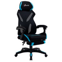 Vinsetto Scaun Gaming cu Suport Lombar, Scaun Birou Ergonomic cu Inaltime Reglabila din Tesatura Negru si Albastru, 65x65x119-129cm - 1