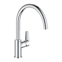 Baterie bucatarie Grohe Bauedge, pipa pivotanta, crom, furtune flexibile-31367001 - 1