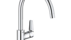 Baterie bucatarie Grohe Bauedge, pipa pivotanta, crom, furtune flexibile-31367001