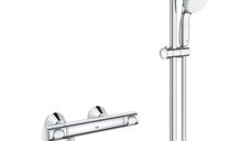 Baterie cabina dus cu termostat, Grohe Precison Flow, set de dus inclus, crom-34841000