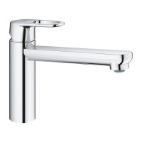 Baterie de bucatarie Grohe Bauflow, monocomanda, tip L, pipa medie, pivotanta, limitator, crom 31688000 - 1