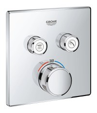 Baterie dus cu 2 iesiri, Grohe Smartcontrol, parte aparenta, patrat, cu termostat-29124000 - 1