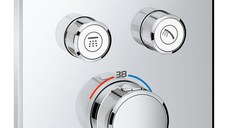 Baterie dus cu 2 iesiri, Grohe Smartcontrol, parte aparenta, patrat, cu termostat-29124000