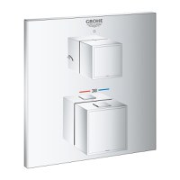 Baterie dus termostatata Grohe Grohtherm Cube, montaj incastrat, 2 iesiri, crom - 24154000 - 1