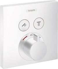 Baterie dus termostatata Hansgrohe Shower Select cu montaj incastrat si 2 iesiri, alb mat - 15763700 - 1