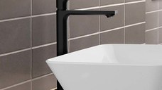 Baterie lavoar inalta Hansgrohe Rebris E 240 cool start cu ventil Pop-Up, negru mat - 72581670