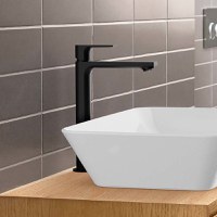 Baterie lavoar inalta Hansgrohe Rebris E 240 cool start cu ventil Pop-Up, negru mat - 72581670 - 1