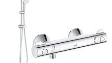 Coloana dus Grohe New Tempesta 200,crom,montare pe perete, baterie cabina dus termostat Grh 800 (26381001 ,34558000)