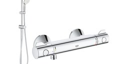 Coloana dus Grohe New Tempesta 200,crom,montare pe perete, baterie cabina dus termostat Grh 800 (26381001 ,34558000)