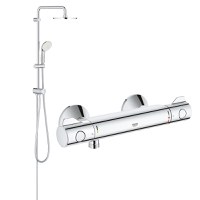 Coloana dus Grohe New Tempesta 200,crom,montare pe perete, baterie cabina dus termostat Grh 800 (26381001 ,34558000) - 1