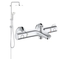 Coloana dus Grohe New Tempesta 200,crom,montare pe perete, baterie cada termostat Grh 800( 27389002,34567000) - 1