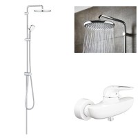 Coloana dus Grohe Tempesta 250+baterie cabina dus Grohe Eurostyle alb,maner decupat (33590ls3,26675000) - 1