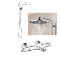 Coloana dus Grohe Vitalio 250 cube, baterie cada/dus termostat Grohtherm 1000 (34155003,26698000) - 1