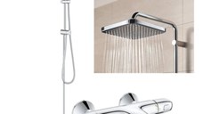 Coloana dus Grohe Vitalio 250 cube, baterie cada/dus termostat Grohtherm 1000 (34155003,26698000)