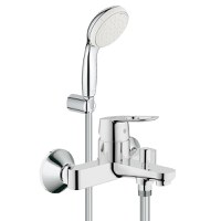 Pachet: Baterie baie cada/dus Grohe Bauloop-23341000 + Set dus Grohe New Tempesta 100-27799001,furtun 1,25m-Gro244 - 1