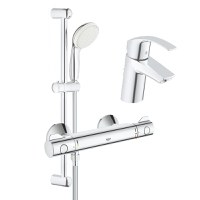 Pachet: Baterie cabina dus Grohe Grohtherm 800,set dus inclus-34565001+Baterie lavoar Grohe Eurosmart marimea S-33265002 - 1