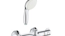 Pachet baterie cada/dus cu termostat Grohe Grohtherm 800(34567000) + para de dus mono Grohe New Tempesta(27852001)