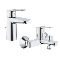 Pachet: Baterie cada/dus Grohe Bau Edge-23334000 + Baterie lavoar Grohe Bau Edge-23328000 - 1