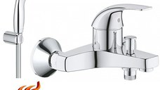 Pachet baterie cada Grohe + set dus Grohe 2 tipuri jet, furtun 1,25m (23768000,27799001)