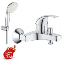 Pachet baterie cada Grohe + set dus Grohe 2 tipuri jet, furtun 1,25m (23768000,27799001) - 1