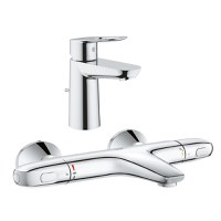 Pachet: Baterie Grohe cada/dus termostat Grohtherm 1000-34155003 + Baterie baie lavoar Grohe Bauloop cod-23335000 - 1