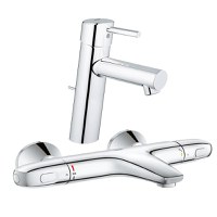 Pachet: Baterie Grohe cada/dus termostat Grohtherm 1000-34155003 + Baterie lavoar Grohe Concetto New M size-23450001 - 1