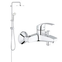 Pachet: Coloana dus Grohe New Tempesta 210, montare pe perete, baterie cada Eurosmart (26381001 , 33300002) - 1