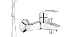 Pachet: Coloana dus Grohe New Tempesta 210, montare pe perete, baterie cada Eurosmart (26381001 , 33300002)