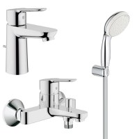 Pachet complet baterii baie Grohe Bau Edge marimea S,lungime furtun 1,25m (23328000,23334000,27799001) - 1