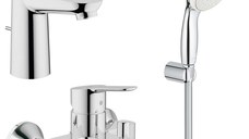 Pachet complet baterii baie Grohe Bau Edge marimea S,lungime furtun 1,25m (23328000,23334000,27799001)