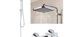 Set Coloana dus Grohe Vitalio palarie patrata 25 cm, baterie cabina dus Bauloop (26698000, 23340000 )