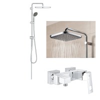 Set Coloana dus Grohe Vitalio palarie patrata 25 cm, baterie cabina dus Eurocube (26698000, 23145000 ) - 1