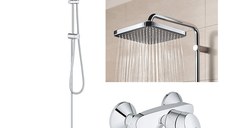 Set Coloana dus Grohe Vitalio palarie patrata 25 cm, baterie cabina dus Eurosmart (26698000, 33555002 )