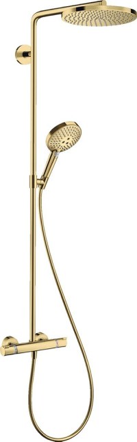 Sistem de dus Hansgrohe Raindance Select S 240 PowderRain, termostat, 1 jet, polished gold optic - 27633990 - 1