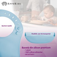 Baveta din silicon, AppeKids - Aqua Blue - 2