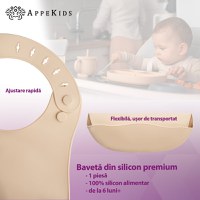 Baveta din silicon, AppeKids - Bubble Beige - 2