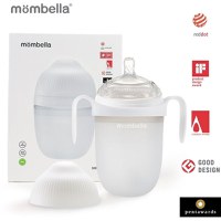 Biberon Anticolici Mombella Breast-Like cu Tetina 360° XL Flux Consistent, 100% Silicon, 300 ml Ivory - 2