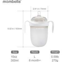 Biberon Anticolici Mombella Breast-Like cu Tetina 360° XL Flux Consistent, 100% Silicon, 300 ml Ivory - 3